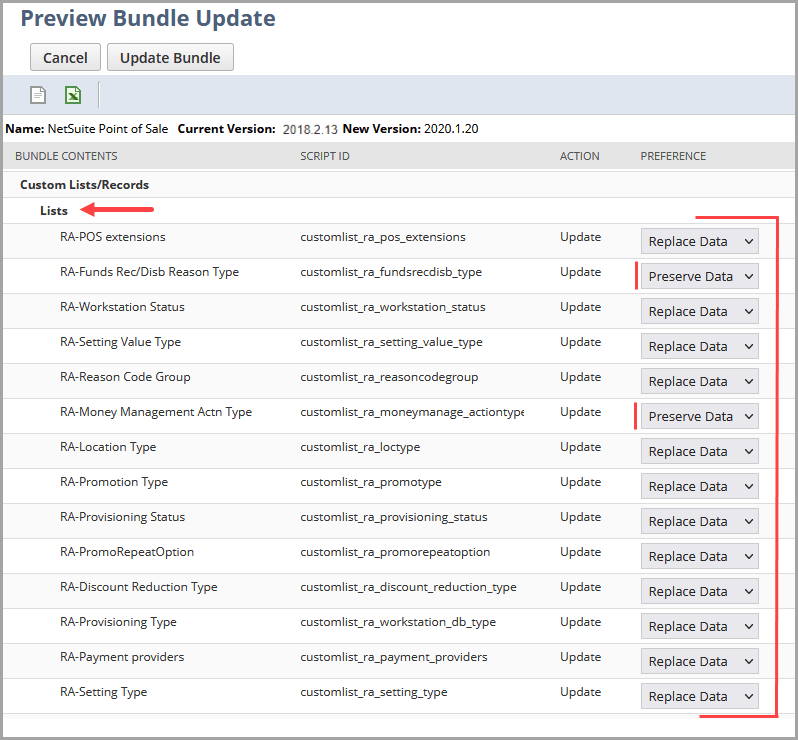 Bundle lists to verify