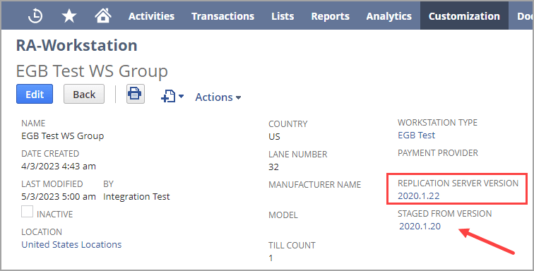 Server version from record