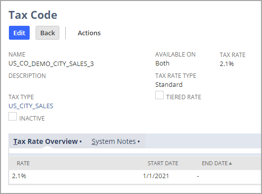 Tax code example