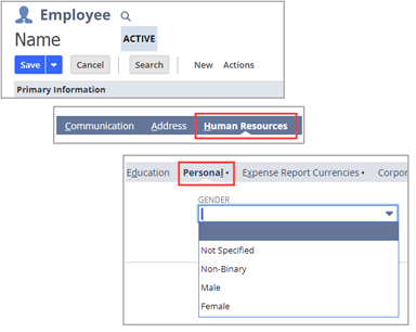NetSuite ERP gender