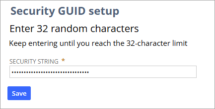 Security GUID setup form