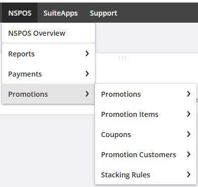 Promotions sub-menu
