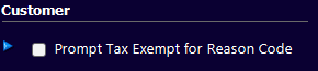 Prompt Tax Ecempt for Reason Code box unchecked