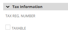 Tax registration number wth Taxable checkbox unchecked