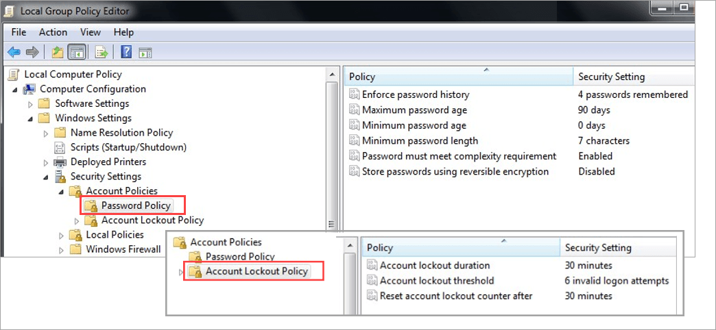 Windows Group Account Policies