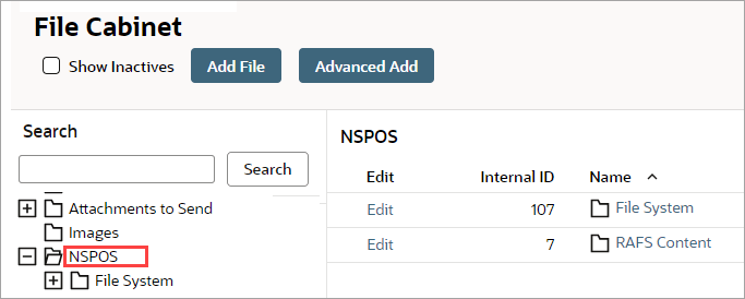 NSPOS folder in the File Cabinet.