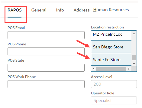 Location restriction setup