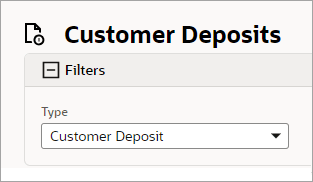 Customer Deposits filter.