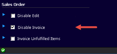 Disable Invoice checkbox