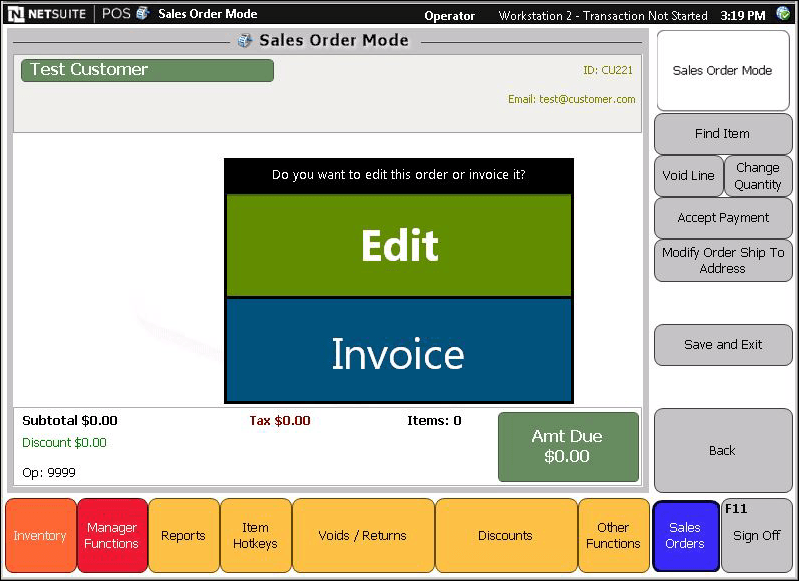 Journal with Edit/Invoice selection prompt