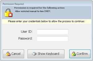 Authorized approval prompt for manual discounts.