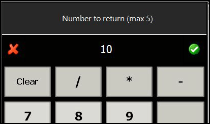 Number to Return entry form.