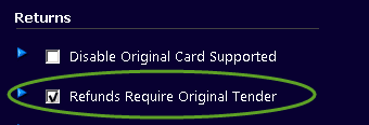 Refunds Require Original Tender checkbox.