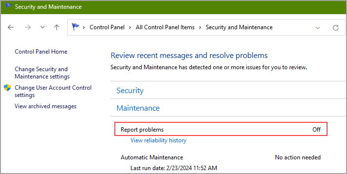 Report problems