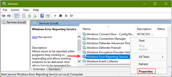 Windows Reporting Services