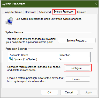 Configure System Protection