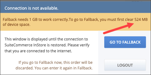Fallback Storage Free Space Alert