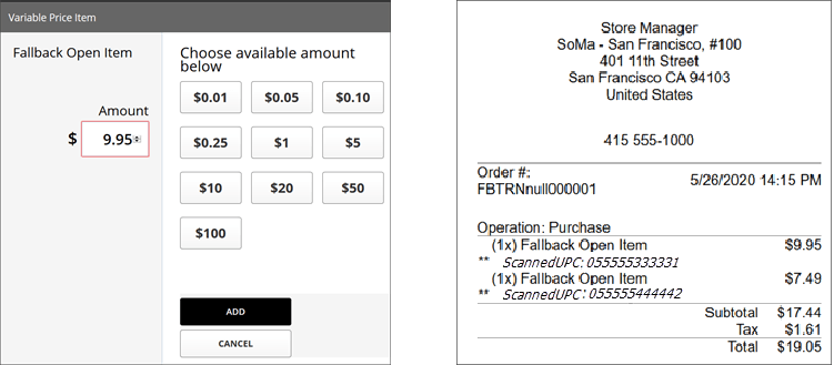 Fallback Open Item Price and Receipt