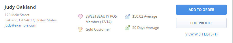 Edit Profile button to update Customer Information