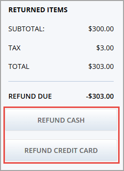 Choose a payment method to refund the customer