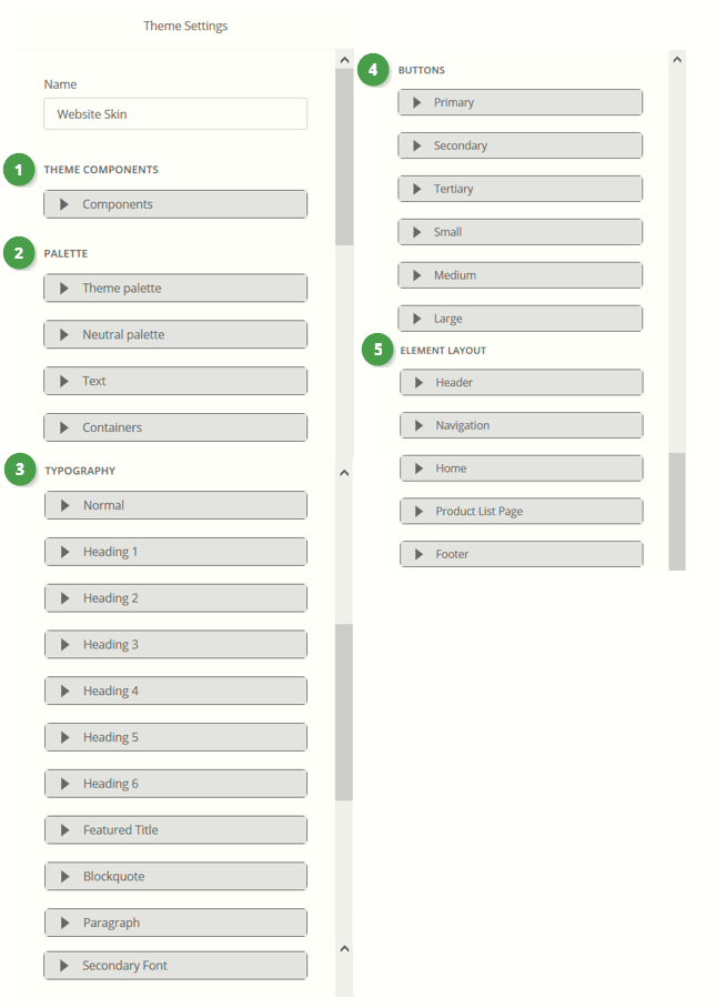 An example of theme settings.