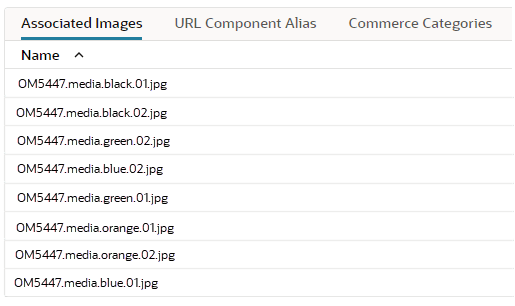 Associated images file names on the item record.