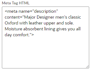 Item Meta Tag HTML example