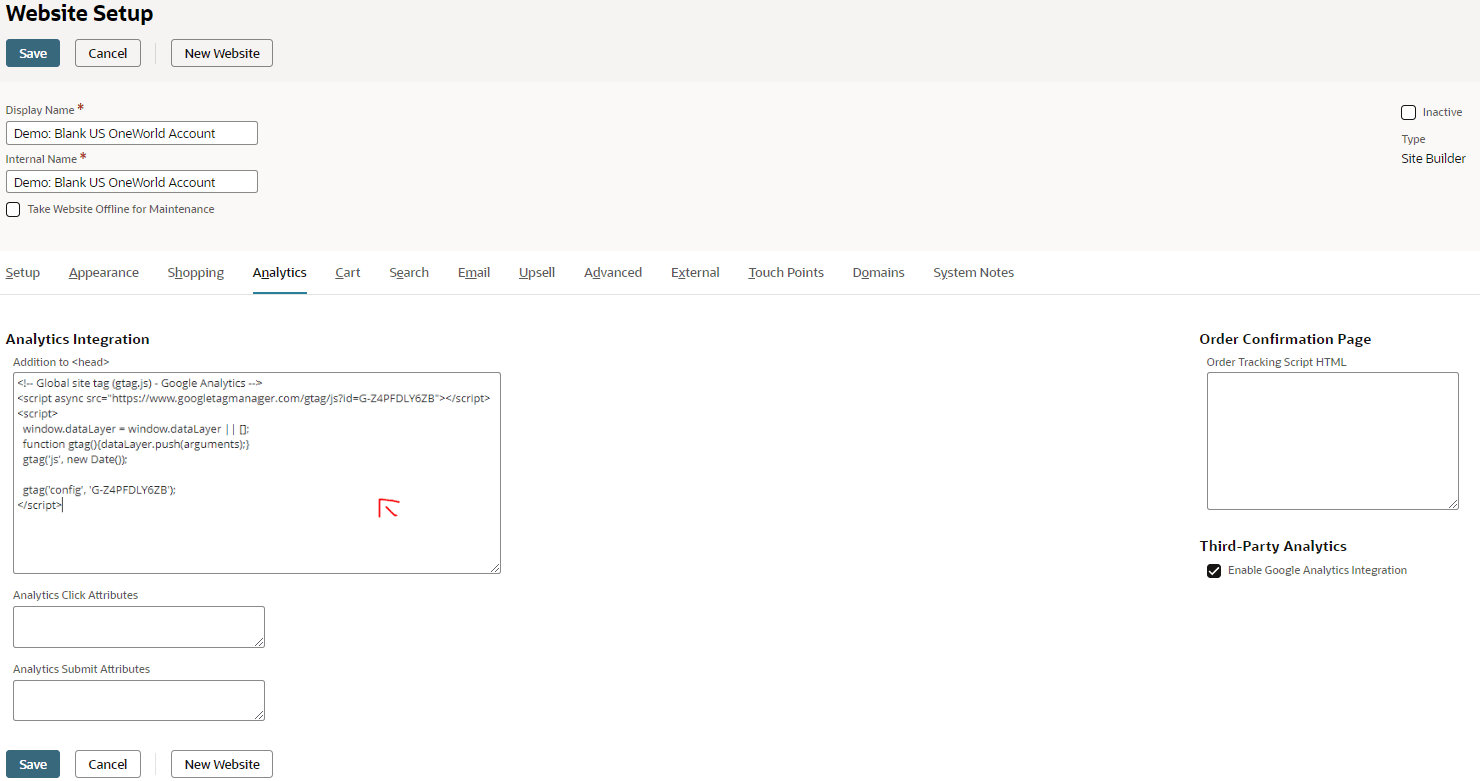 Google Analytics code snippet