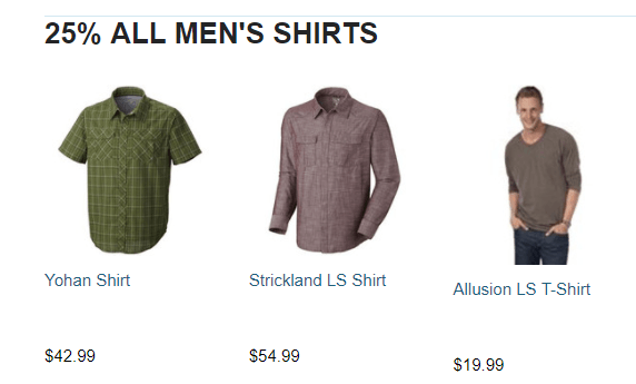 Message specific to product or facet list.