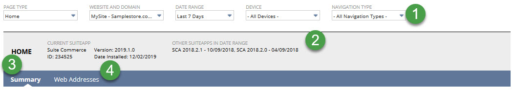 Shows the visual elements of the Page Type Diagnostics tool as described in the corresponding table.
