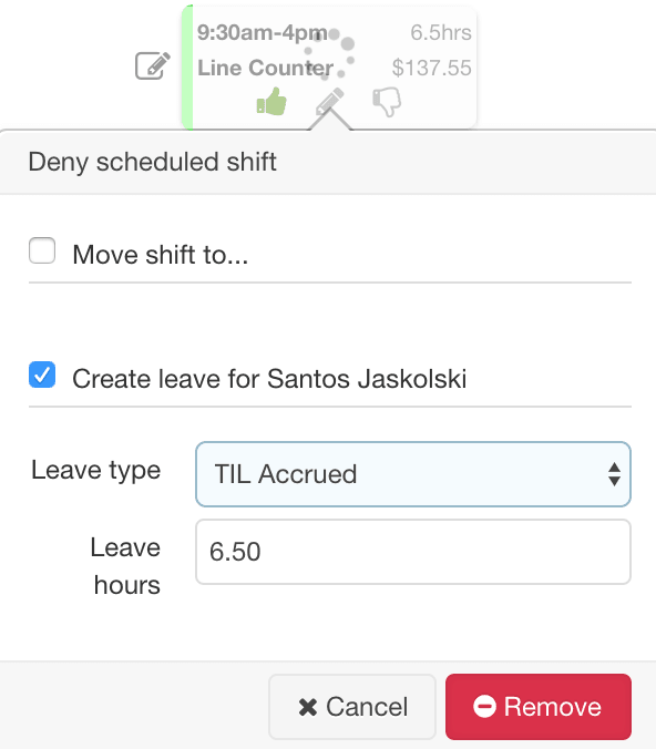 TIl accruals for a part-day leave