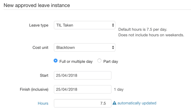 TIL Taken leave type