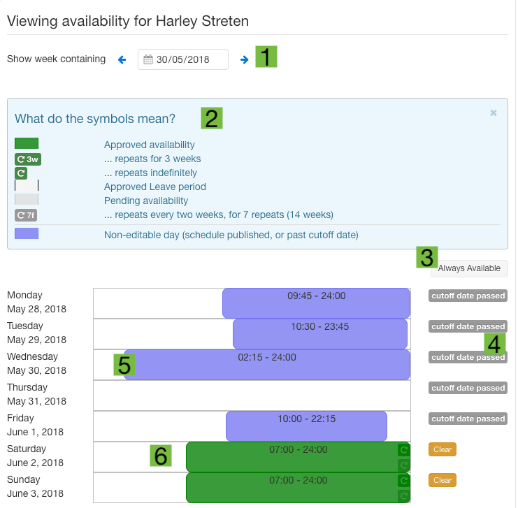 Viewing Staff Availibility