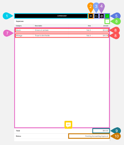 NextService Mobile expenses item list.