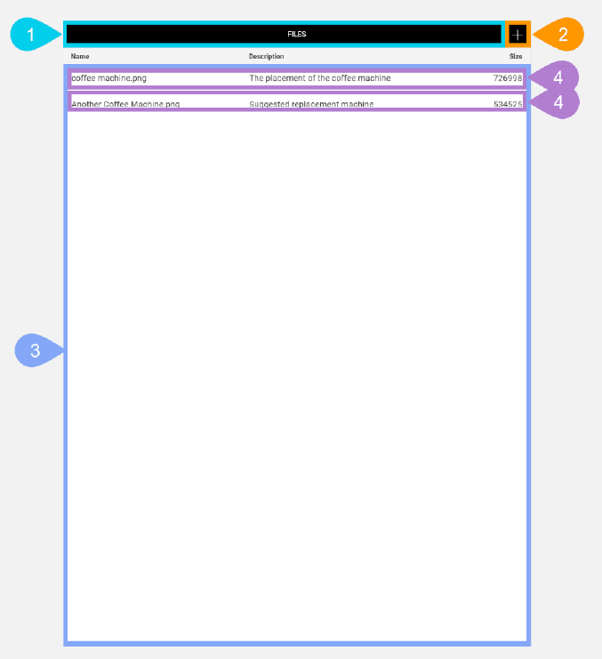 NextService Mobile file item list.