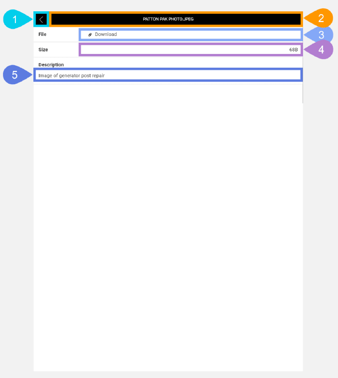 NextService Mobile history file item details screen.
