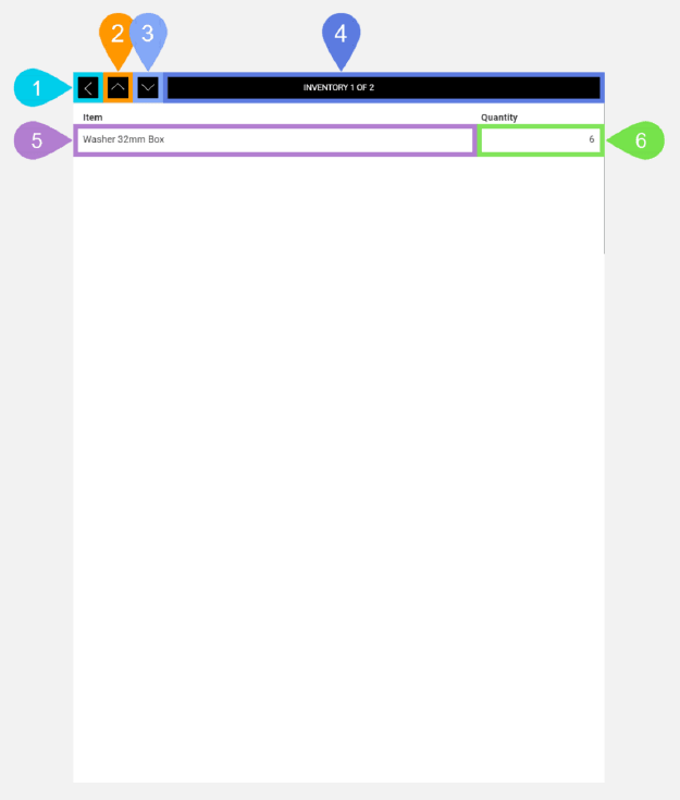 NextService Mobile history inventory display screen.