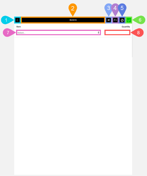 NextService Mobile receive item screen.