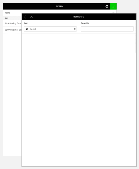 NextService Mobile return tab.