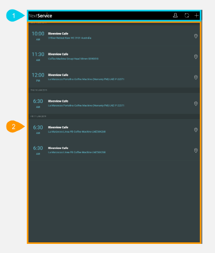 NextService Mobile task list section
