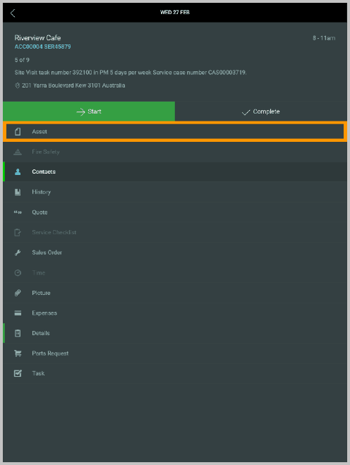 Asset icon appearance in standard tablet.