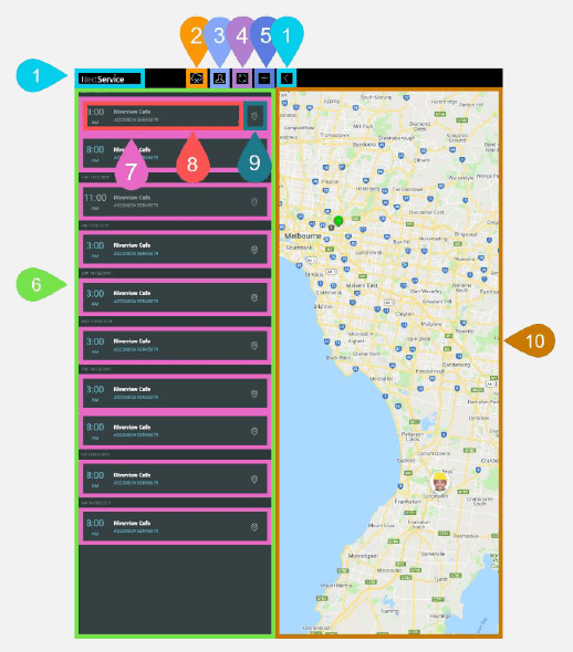 NextService Mobile task list screen for high resolution device.
