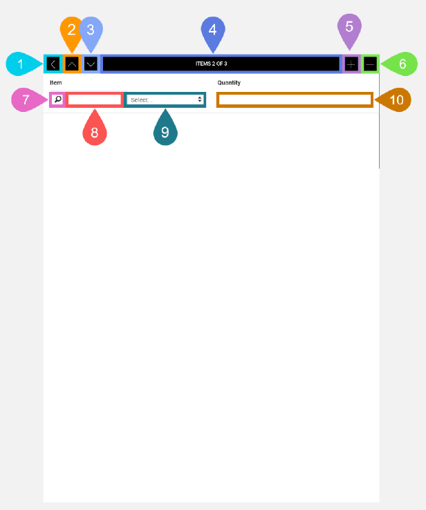 NextService Mobile transfer order item screen.