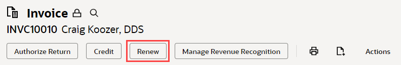 Screenshot of the Renew button that appears on invoices if you use the Estimates feature.