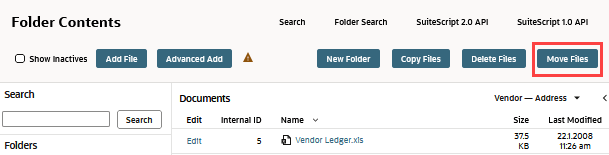 Move Files button on the File Cabinet page.
