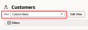 View list for a dashboard view.
