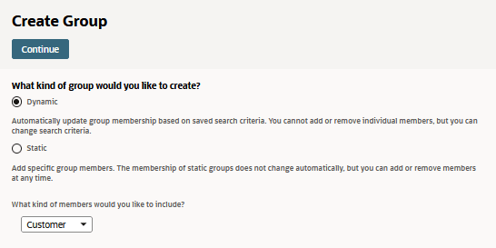 Create Group page