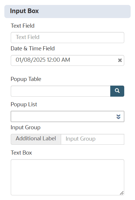 An input box question for NetSuite CPQ Configurator with all its answer types.