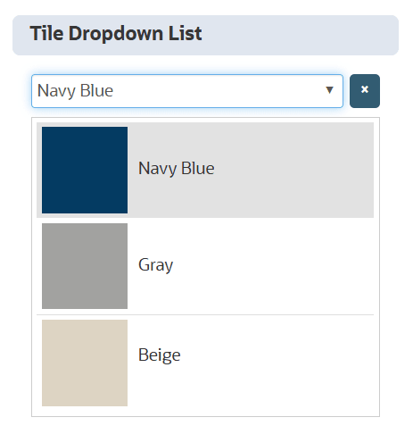 A tile dropdown list question for NetSuite CPQ Configurator.