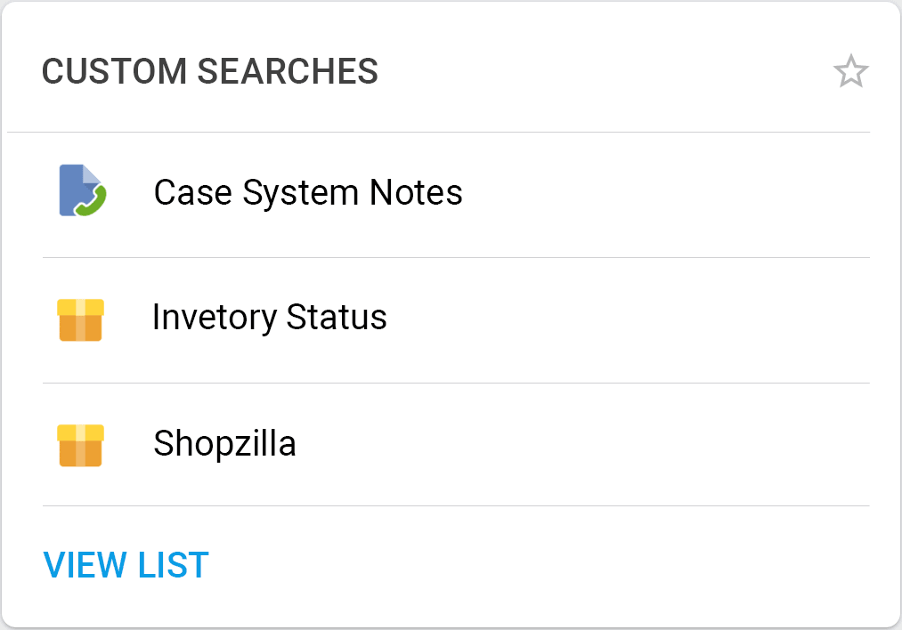 Screenshot of the NetSuite for Android Custom Searches portlet